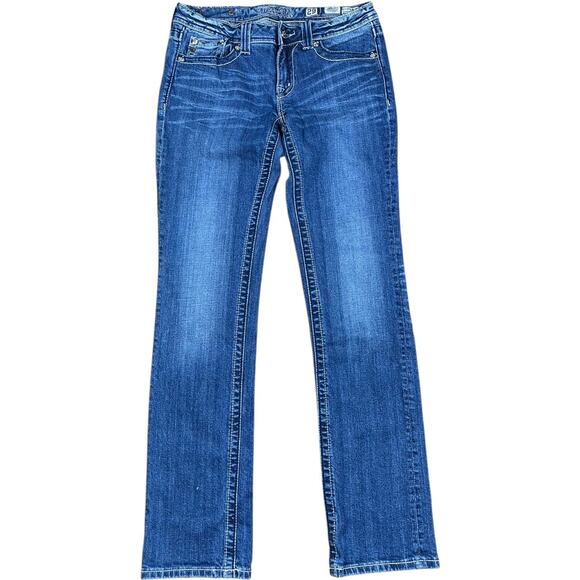 Miss Me Y2K Baroque Silver Embroidered Straight Jeans - Picture 3 of 7